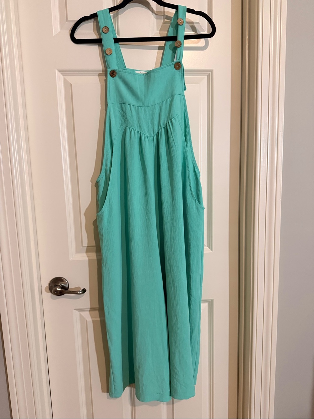 Oddy Teal Wide-Leg Jumpsuit/Overalls with Button Straps